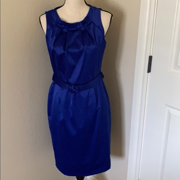 Jones Wear Dresses & Skirts - SZ 8 Blue Satin Sleeveless Empire Waist Dress